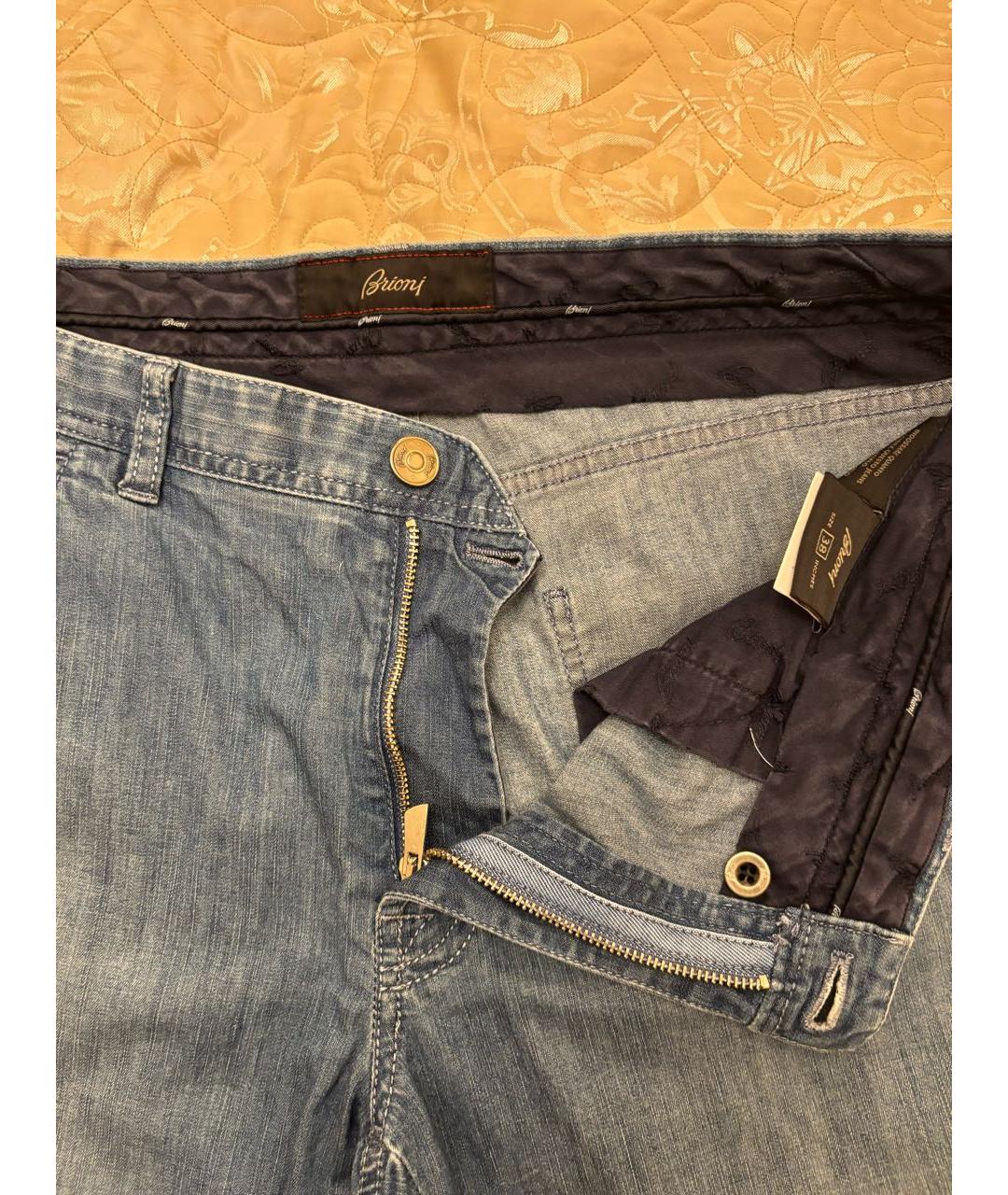 BRIONI Голубые хлопковые прямые джинсы, фото 5