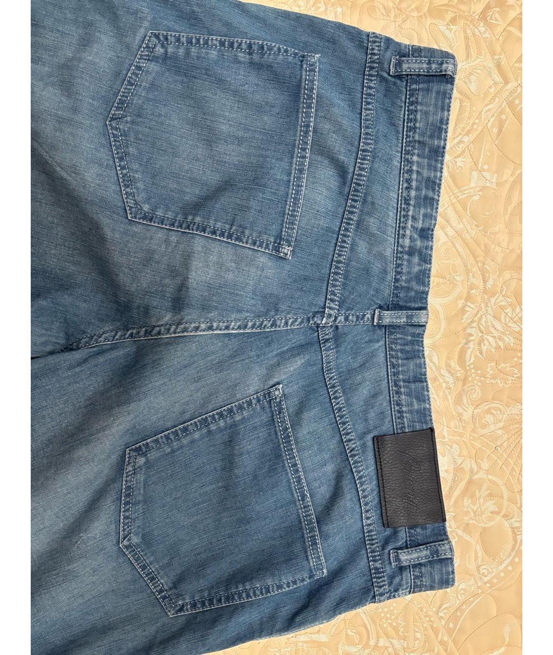 BRIONI Голубые хлопковые прямые джинсы, фото 7