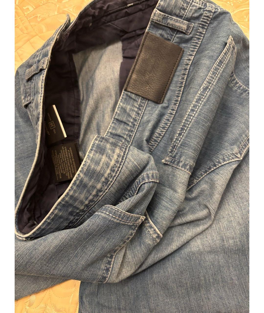 BRIONI Голубые хлопковые прямые джинсы, фото 8