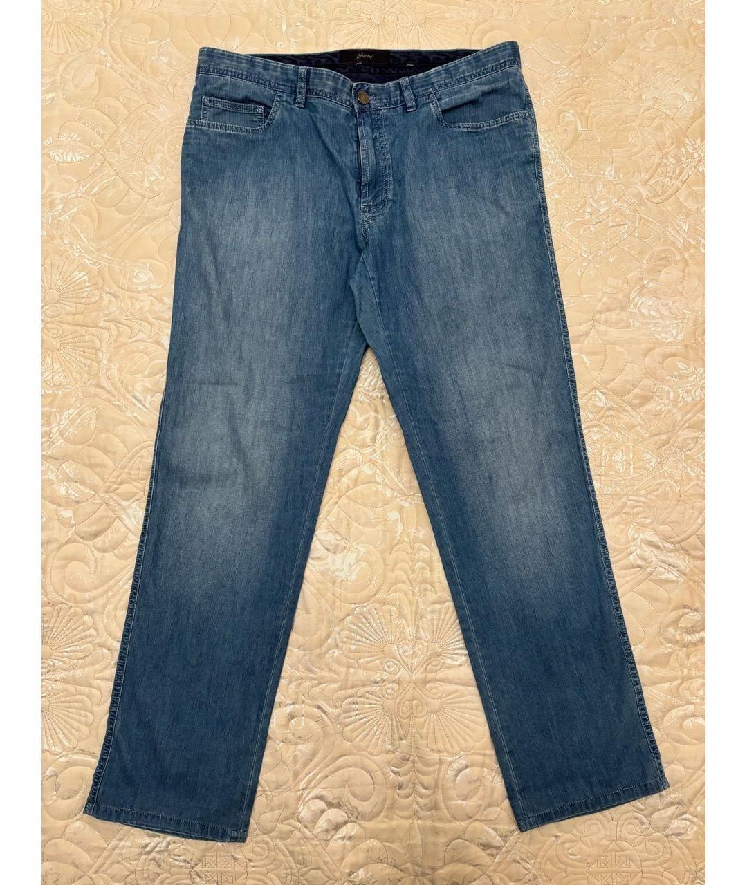 BRIONI Голубые хлопковые прямые джинсы, фото 10