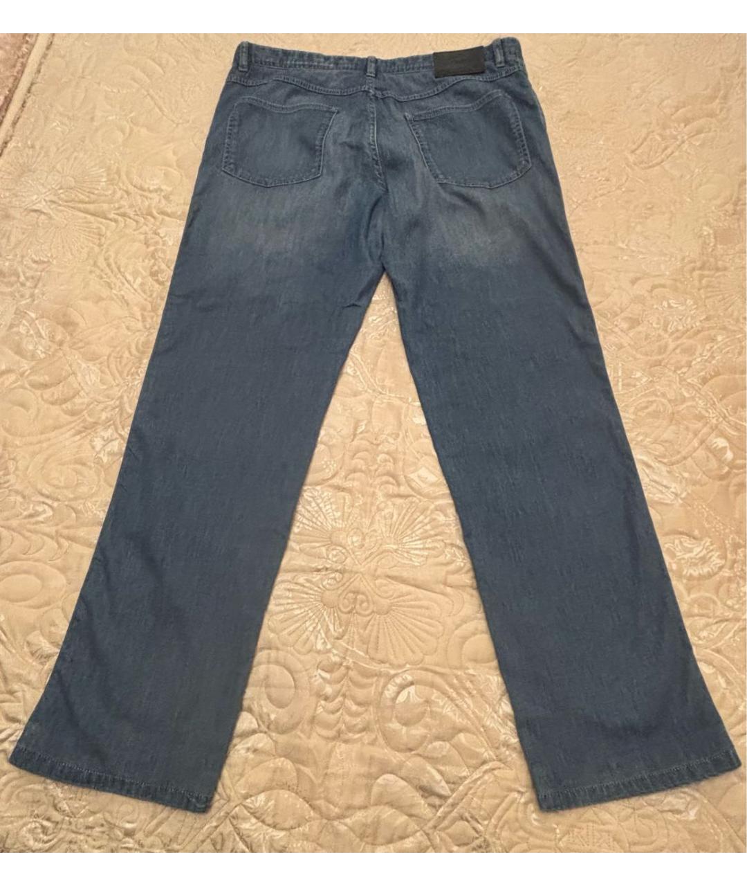 BRIONI Голубые хлопковые прямые джинсы, фото 6