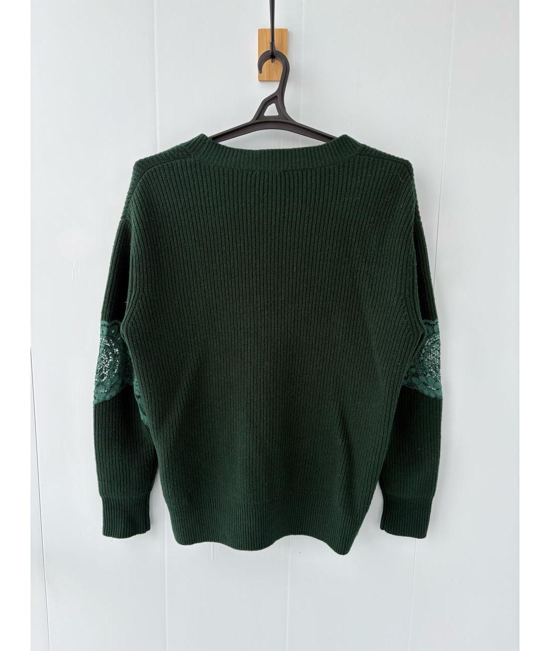 SANDRO Зеленый хлопко-эластановый кардиган, фото 2