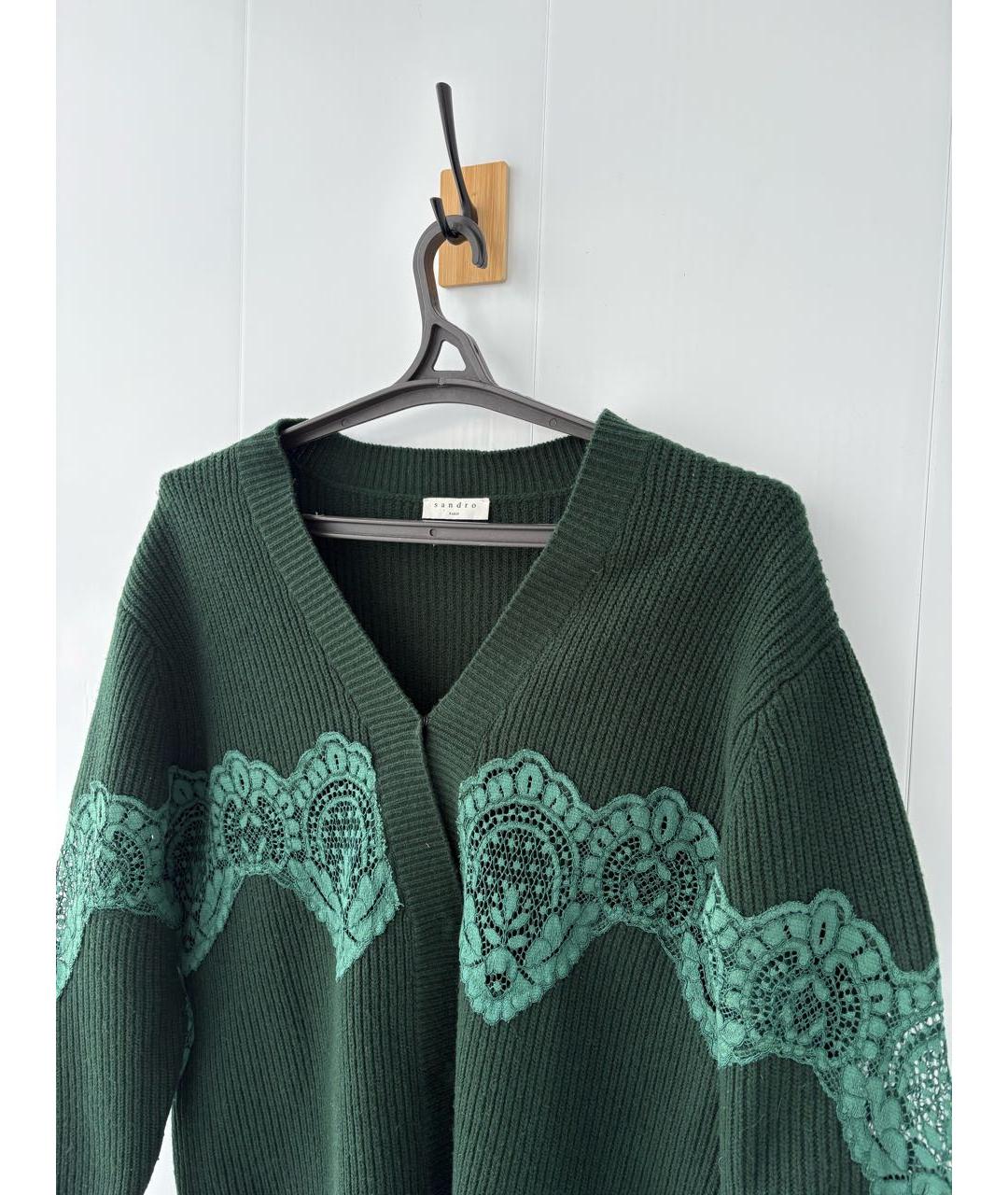 SANDRO Зеленый хлопко-эластановый кардиган, фото 3