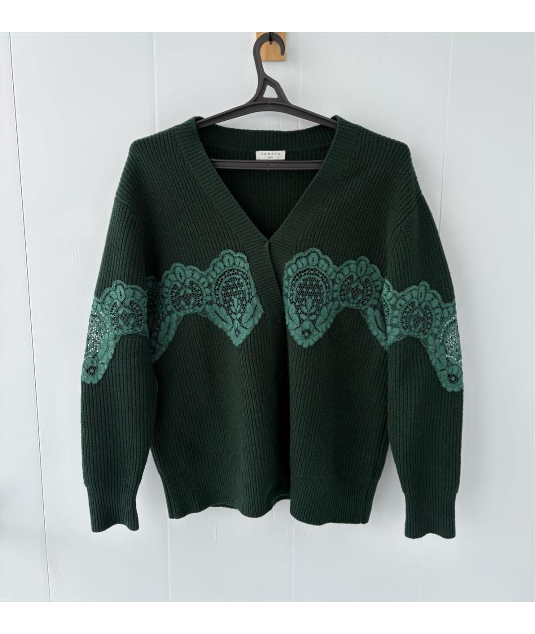 SANDRO Зеленый хлопко-эластановый кардиган, фото 9