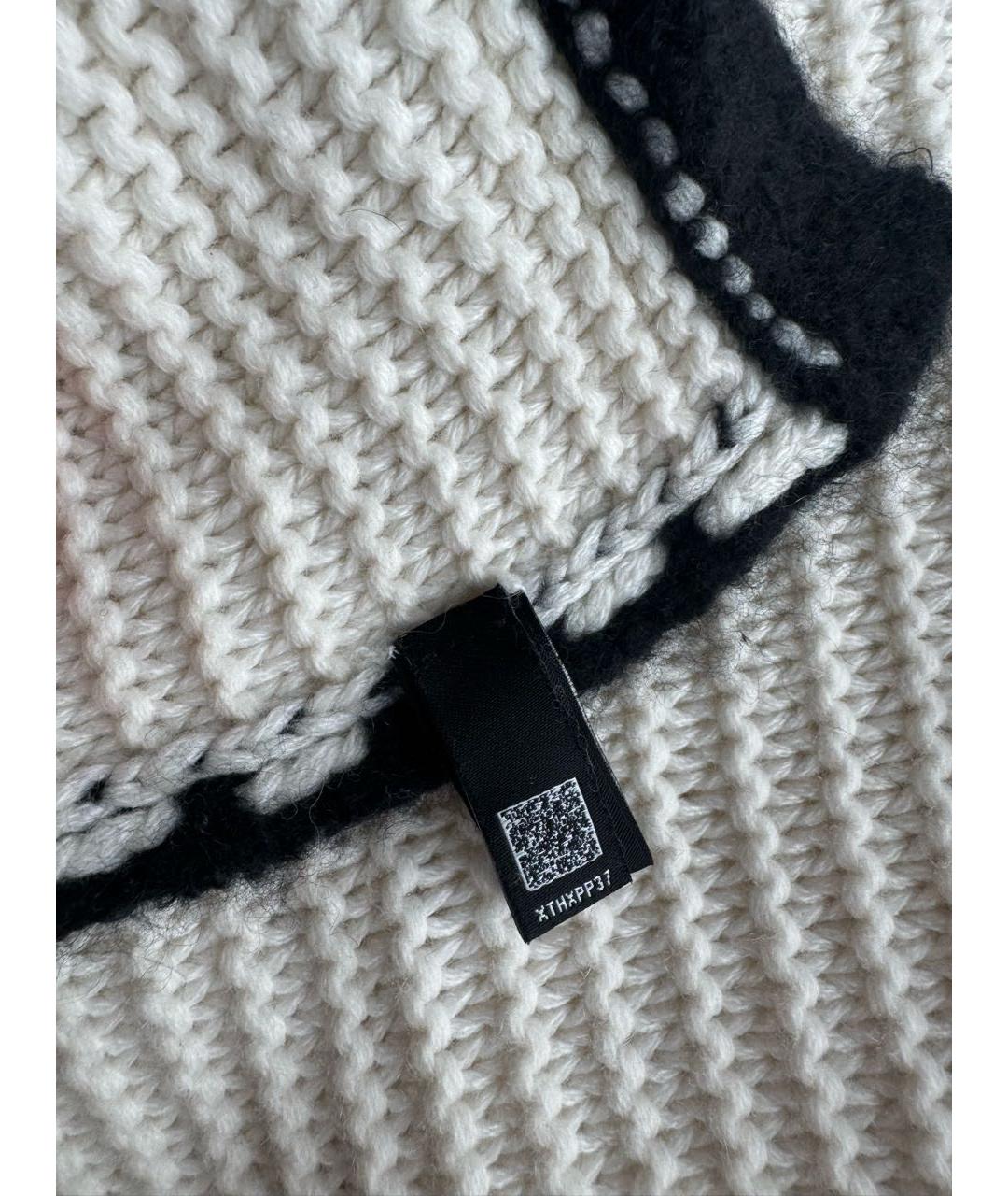 CHANEL Белый шерстяной шарф, фото 5