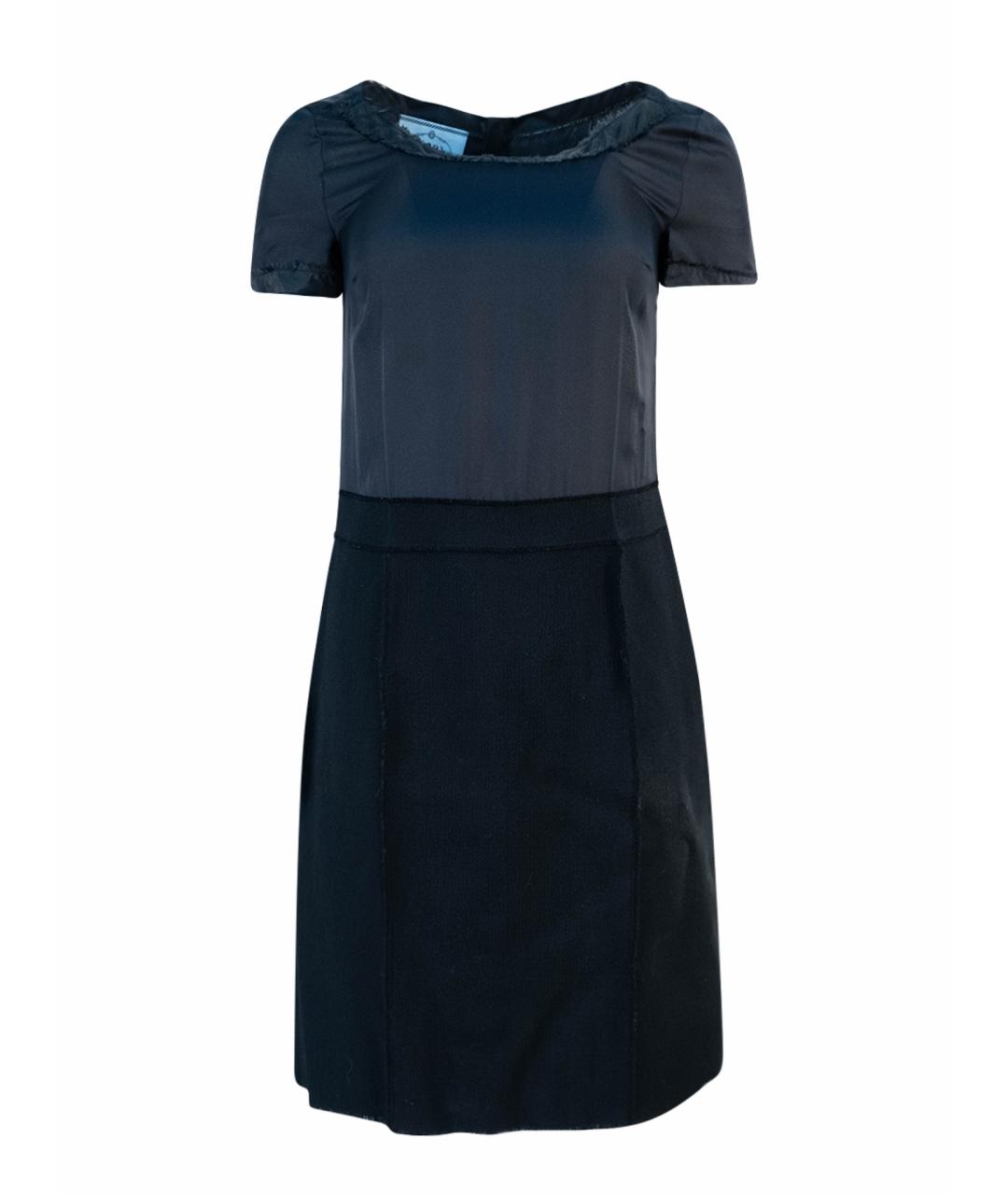 PRADA Черное шелковое повседневное платье, фото 1