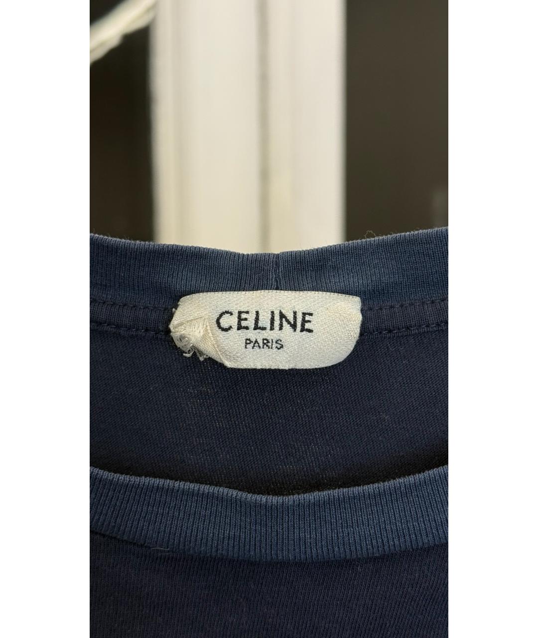 CELINE Синяя хлопковая футболка, фото 3