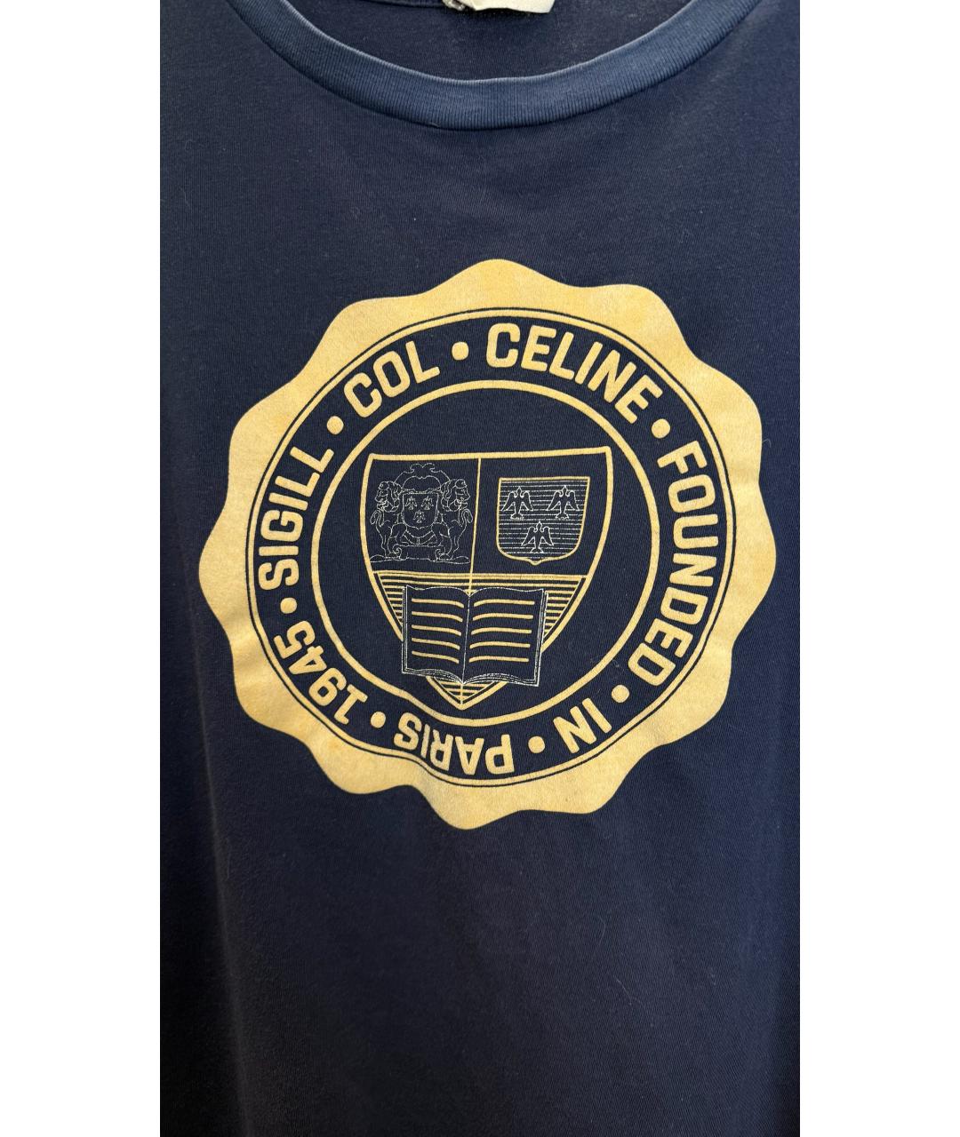 CELINE Синяя хлопковая футболка, фото 5