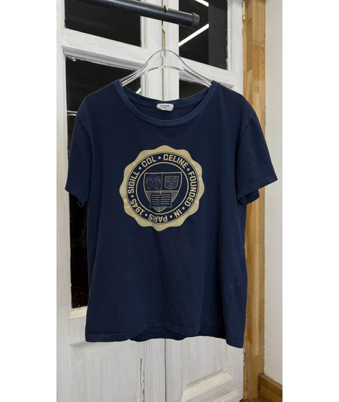CELINE Синяя хлопковая футболка, фото 6