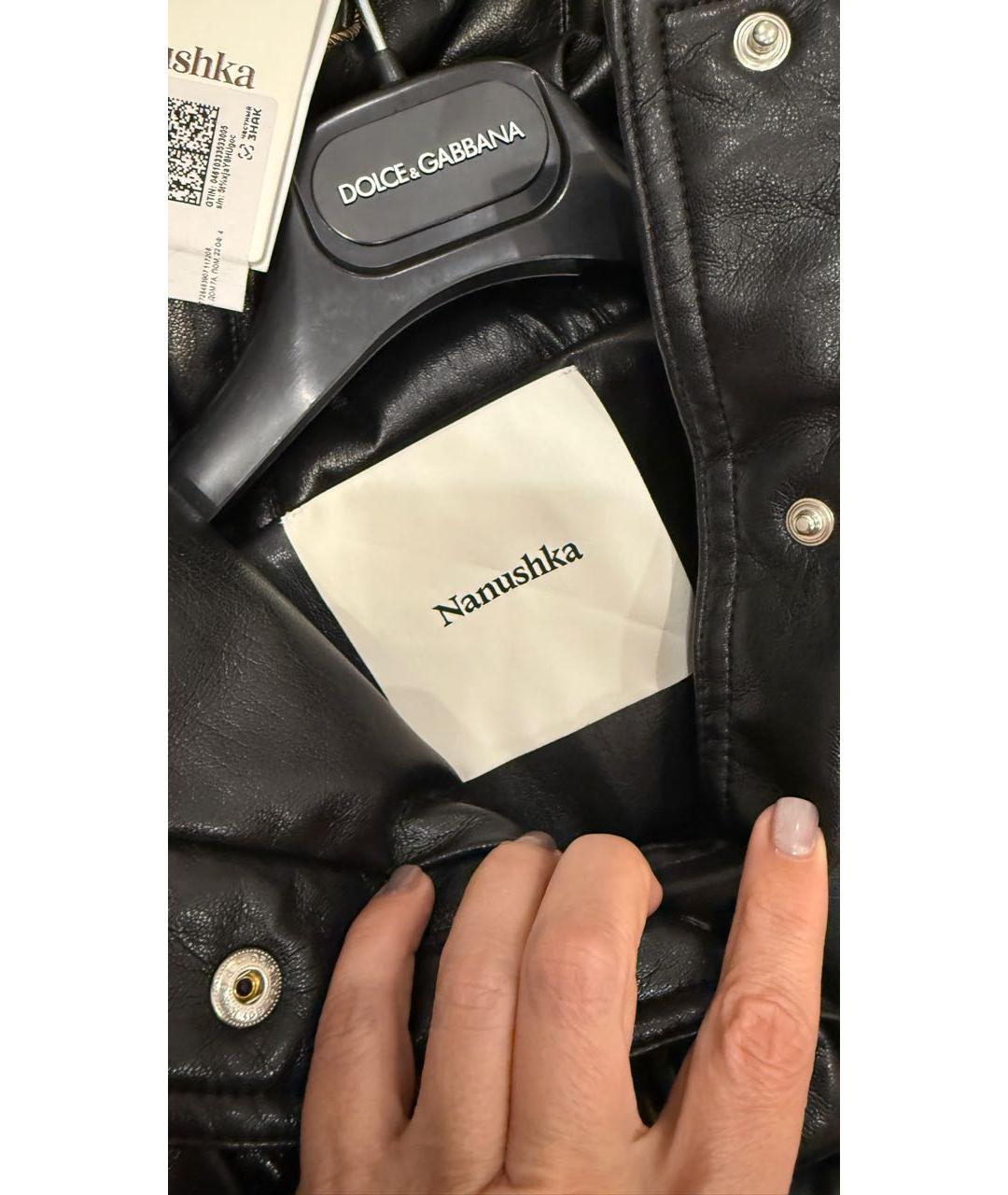 NANUSHKA Черный полиэстеровый пуховик, фото 4