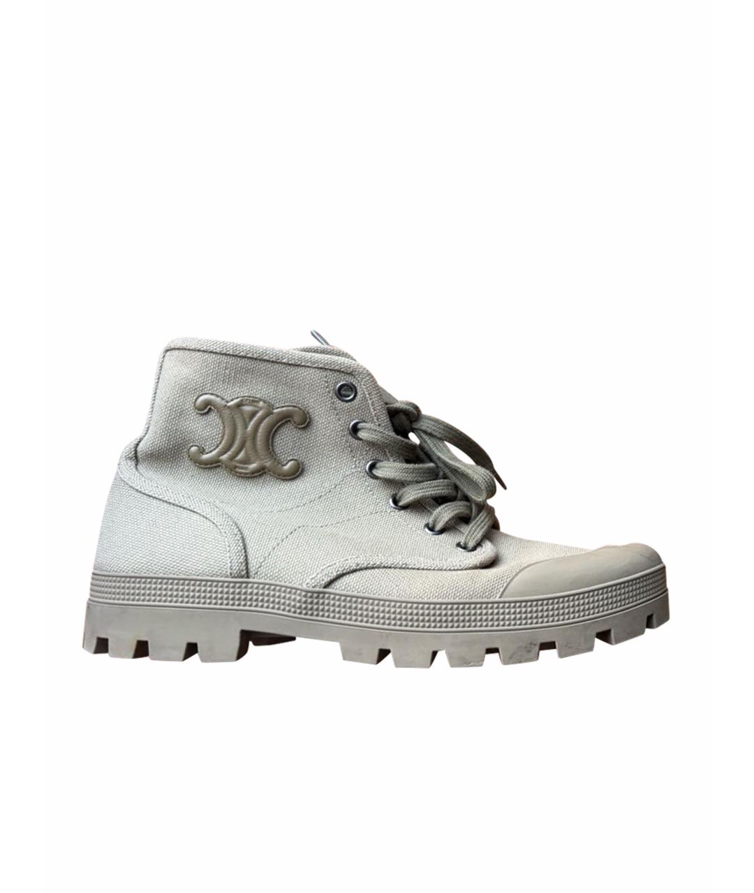 CELINE Хаки текстильные кеды, фото 1