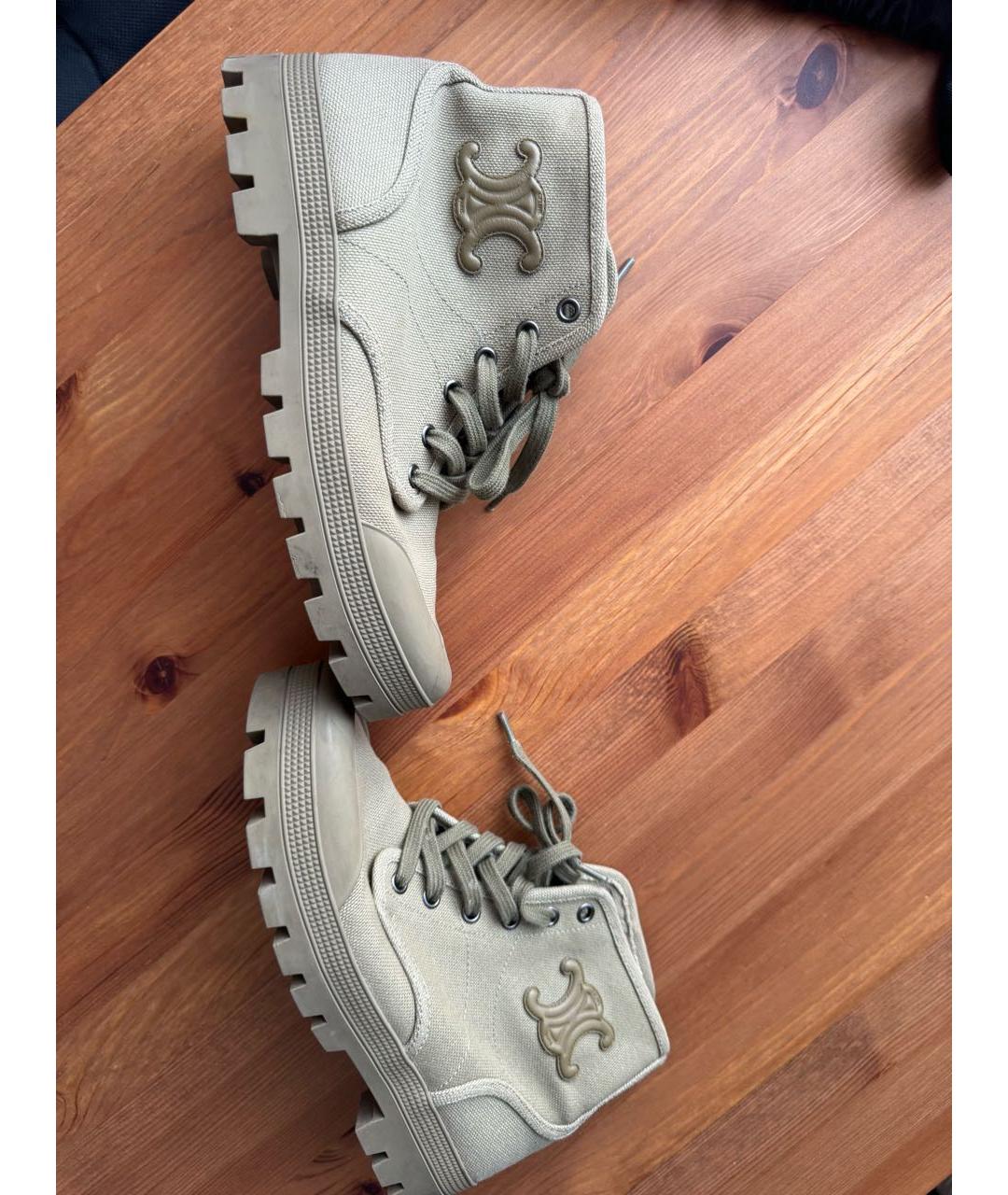 CELINE Хаки текстильные кеды, фото 6