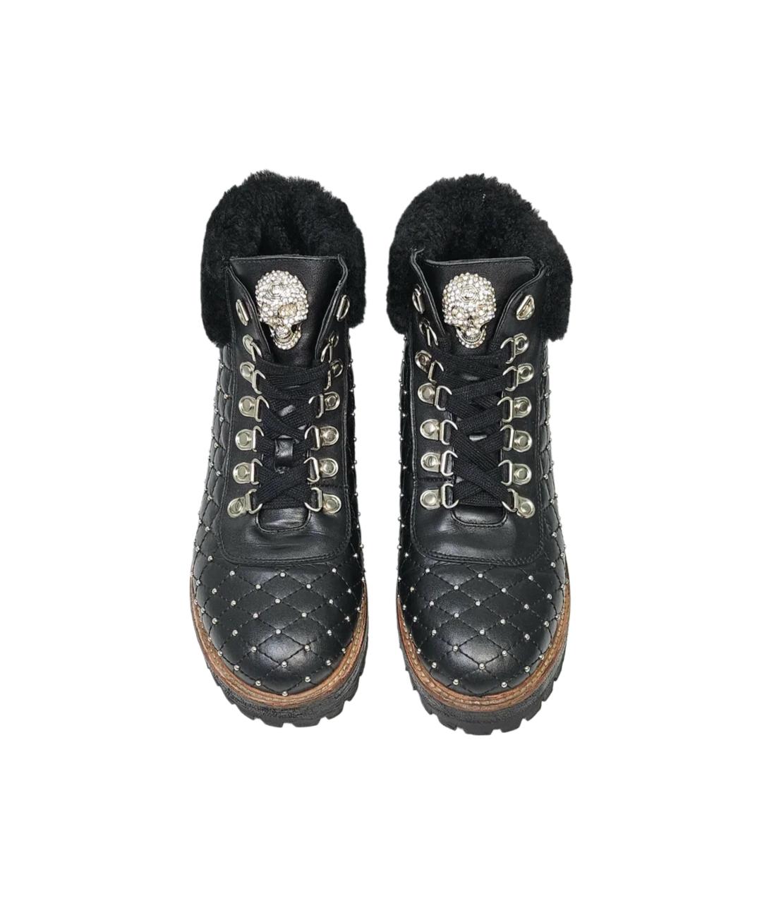 PHILIPP PLEIN Черные кожаные ботинки, фото 2