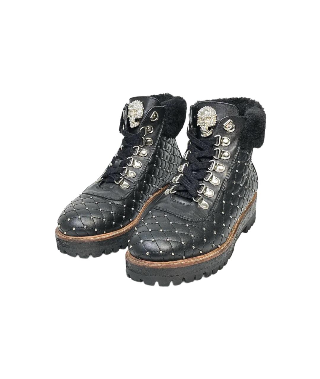 PHILIPP PLEIN Черные кожаные ботинки, фото 3