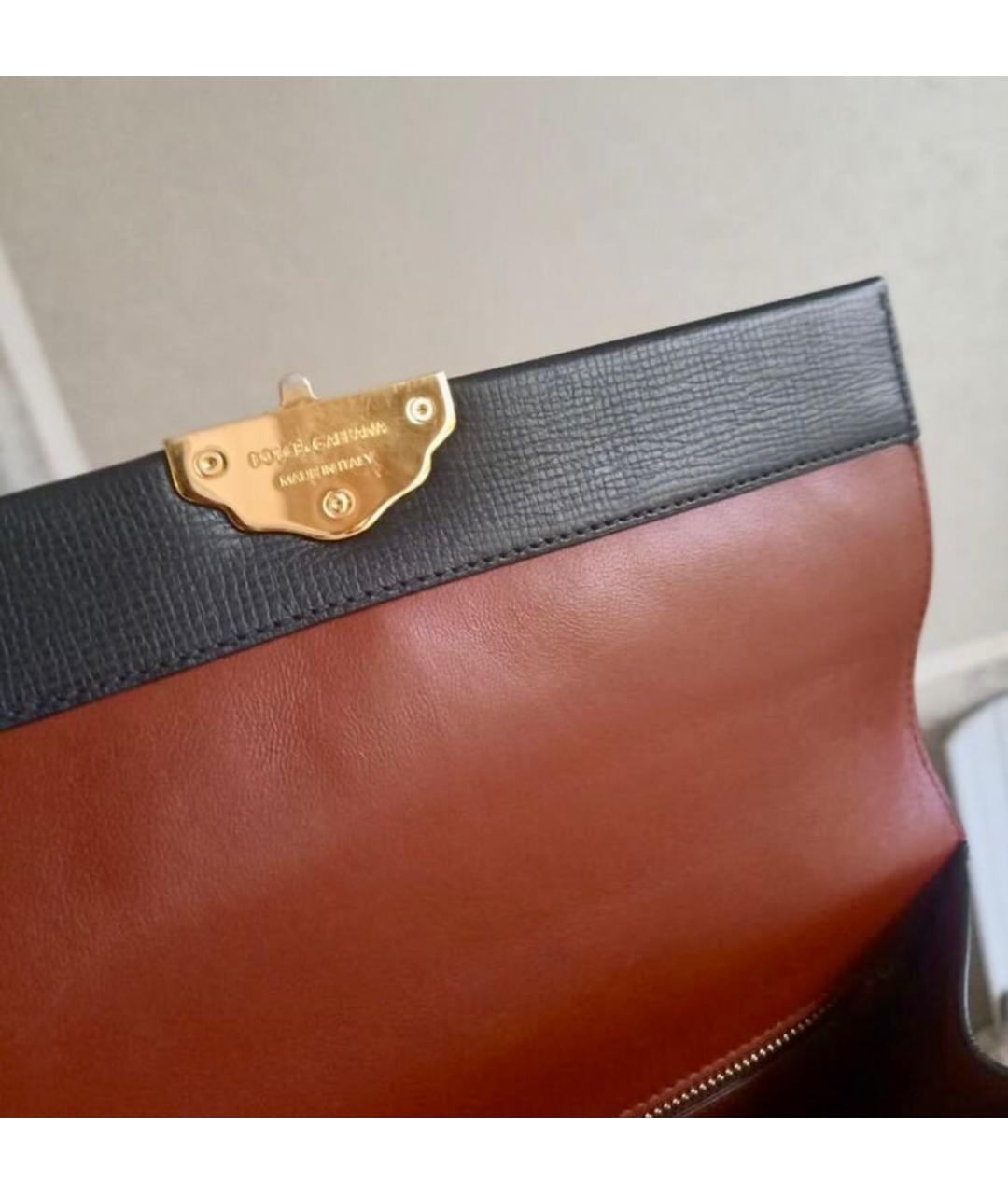 DOLCE&GABBANA Черная кожаная сумка через плечо, фото 5