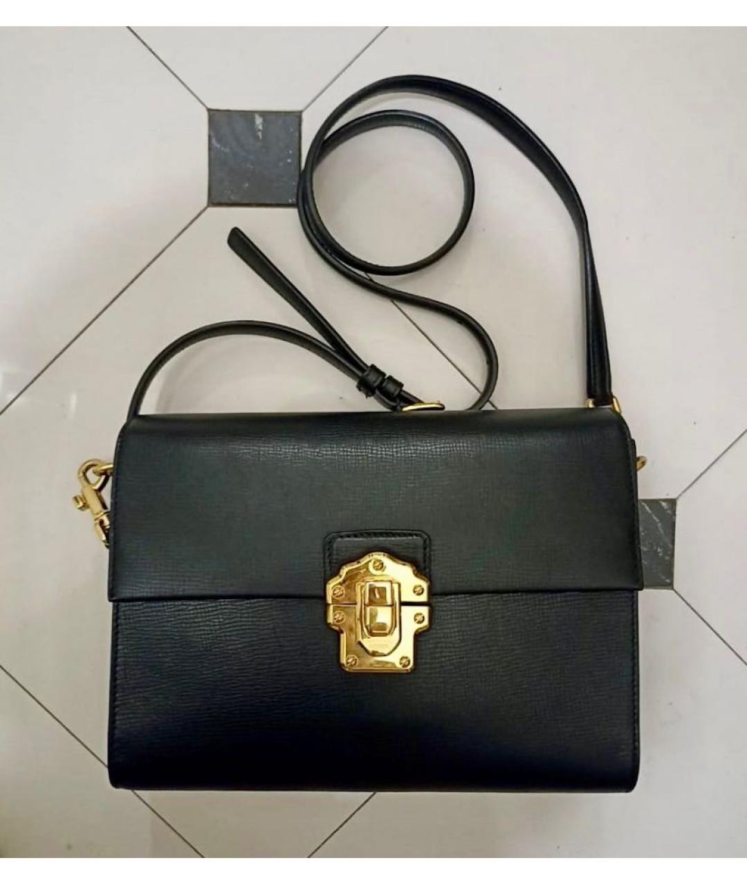 DOLCE&GABBANA Черная кожаная сумка через плечо, фото 9