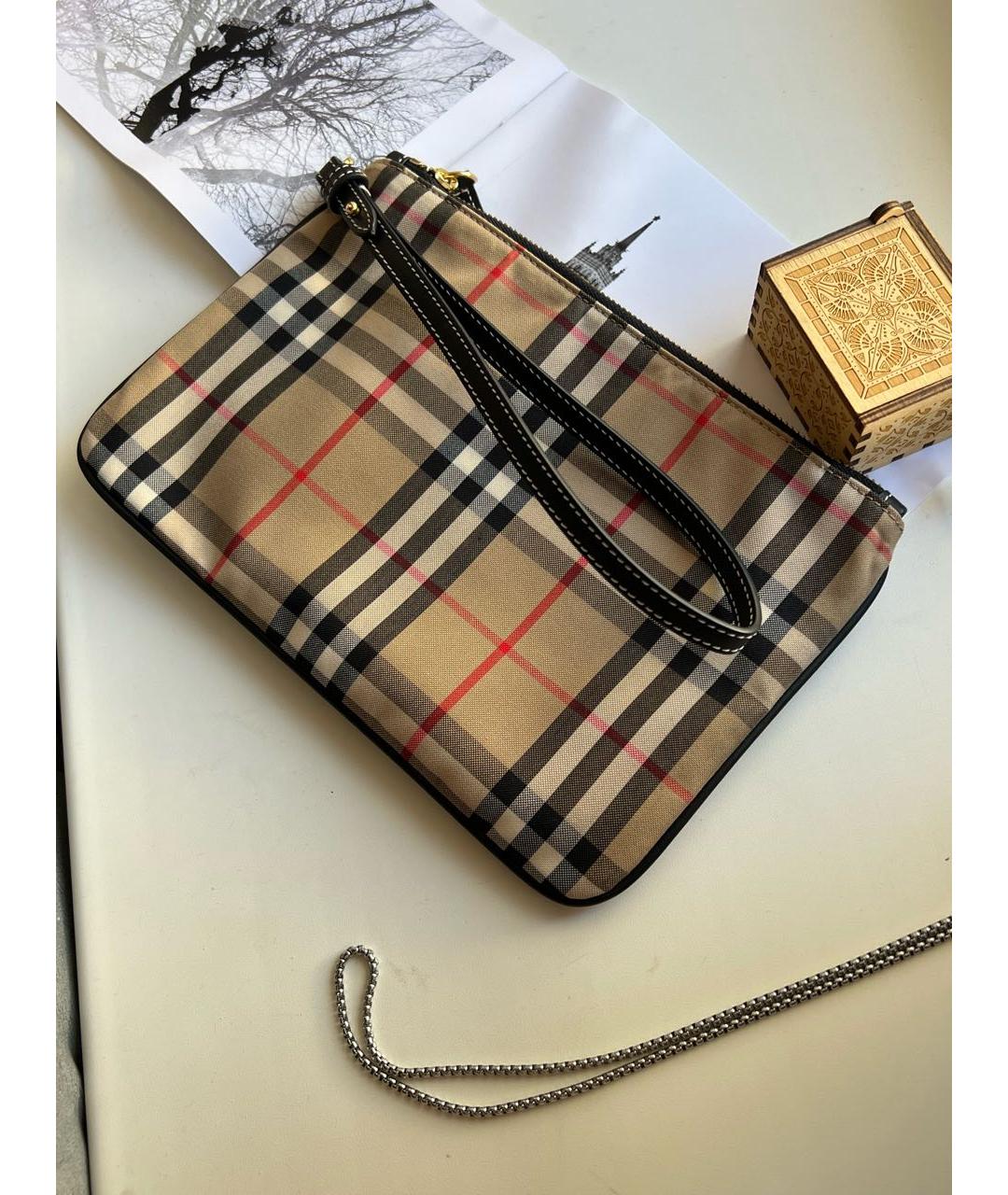 BURBERRY Бежевая хлопковая косметичка, фото 5