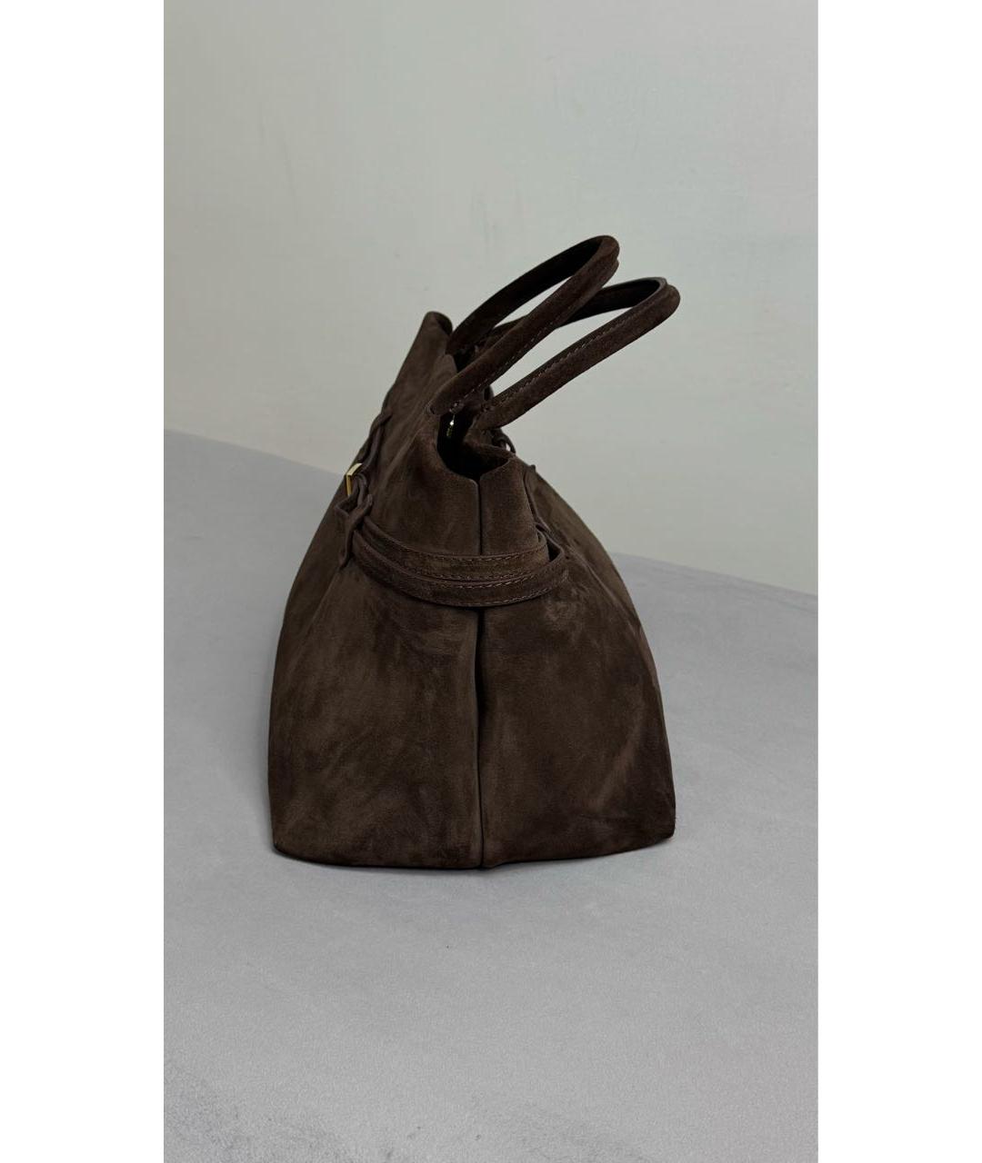 MANU ATELIER Коричневая замшевая сумка с короткими ручками, фото 6