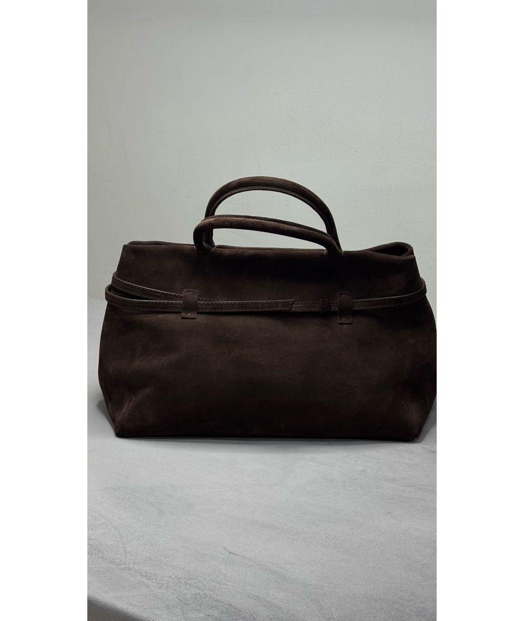 MANU ATELIER Коричневая замшевая сумка с короткими ручками, фото 7