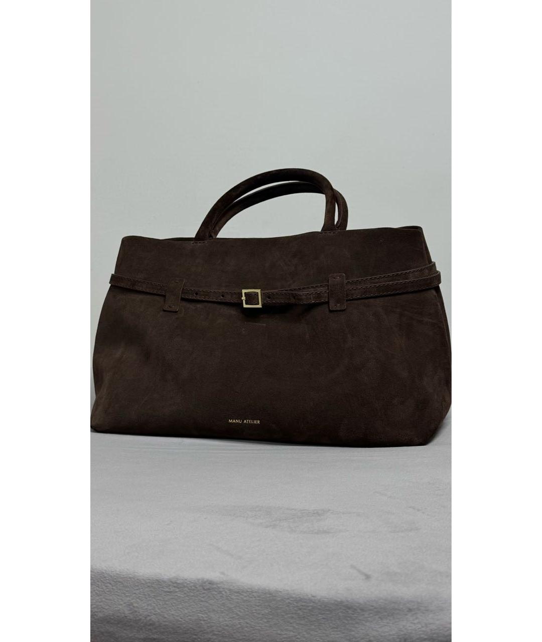 MANU ATELIER Коричневая замшевая сумка с короткими ручками, фото 2