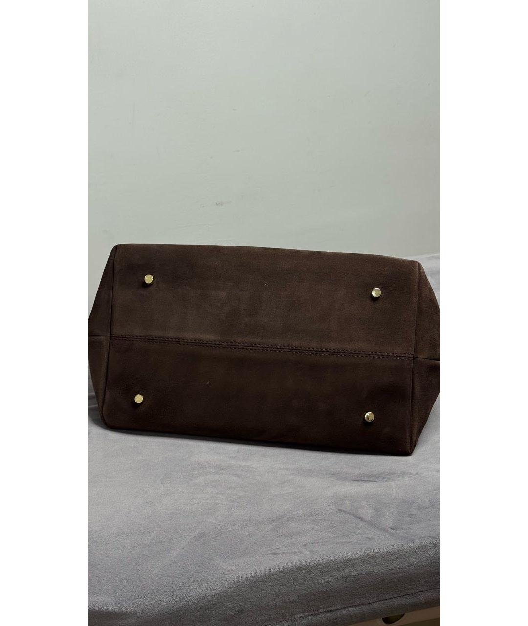 MANU ATELIER Коричневая замшевая сумка с короткими ручками, фото 8