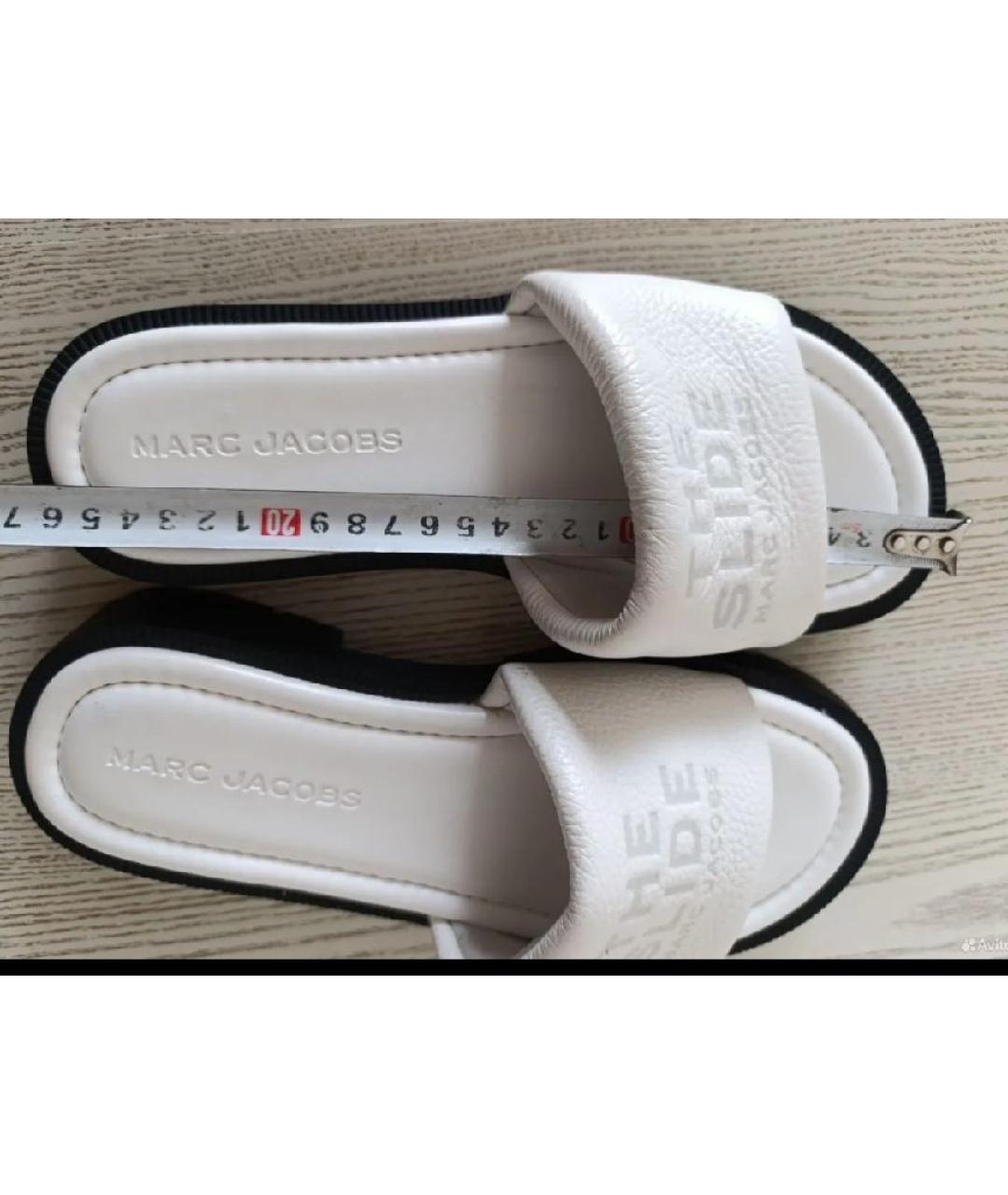 MARC JACOBS Белые кожаные шлепанцы, фото 4