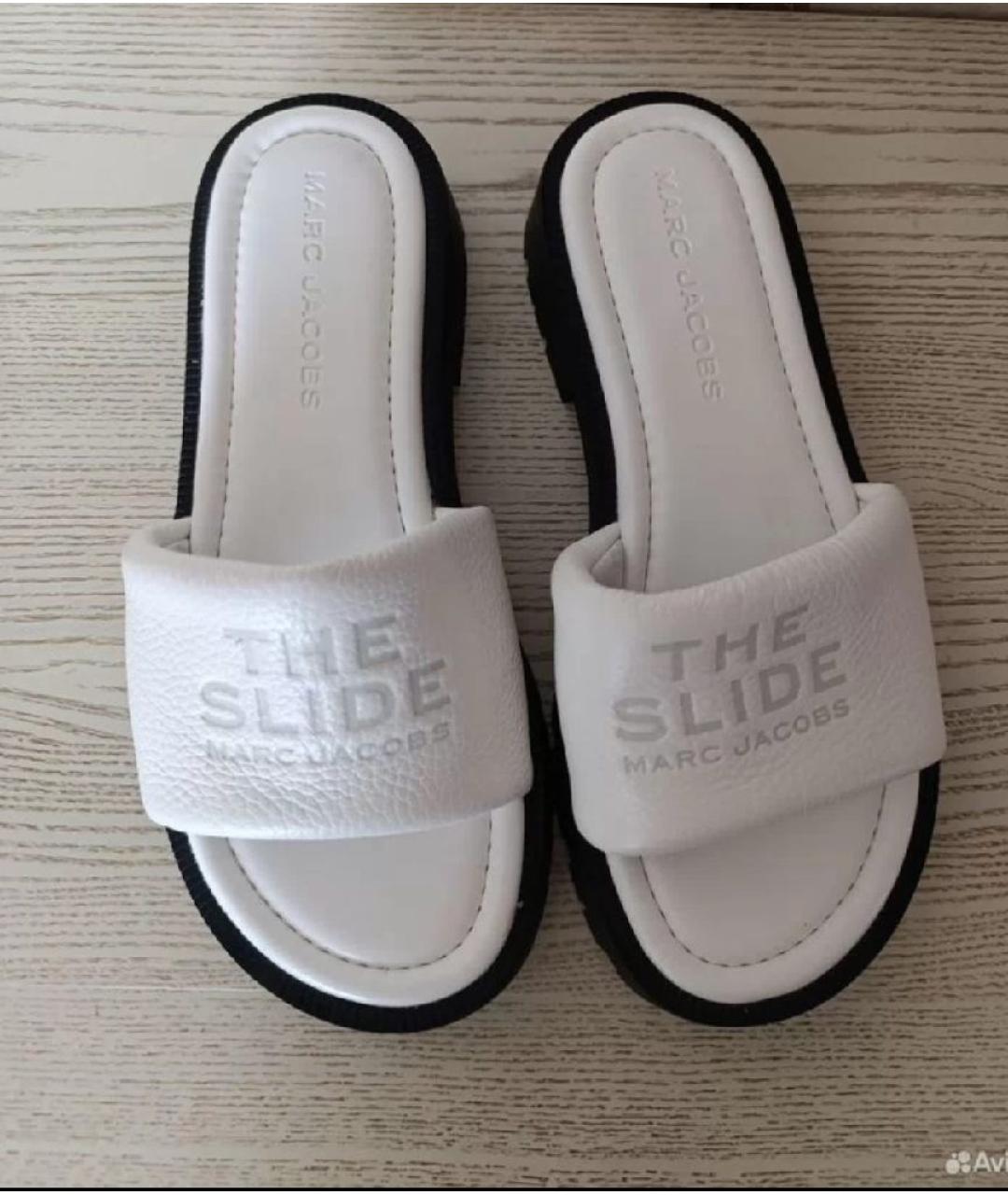 MARC JACOBS Белые кожаные шлепанцы, фото 2