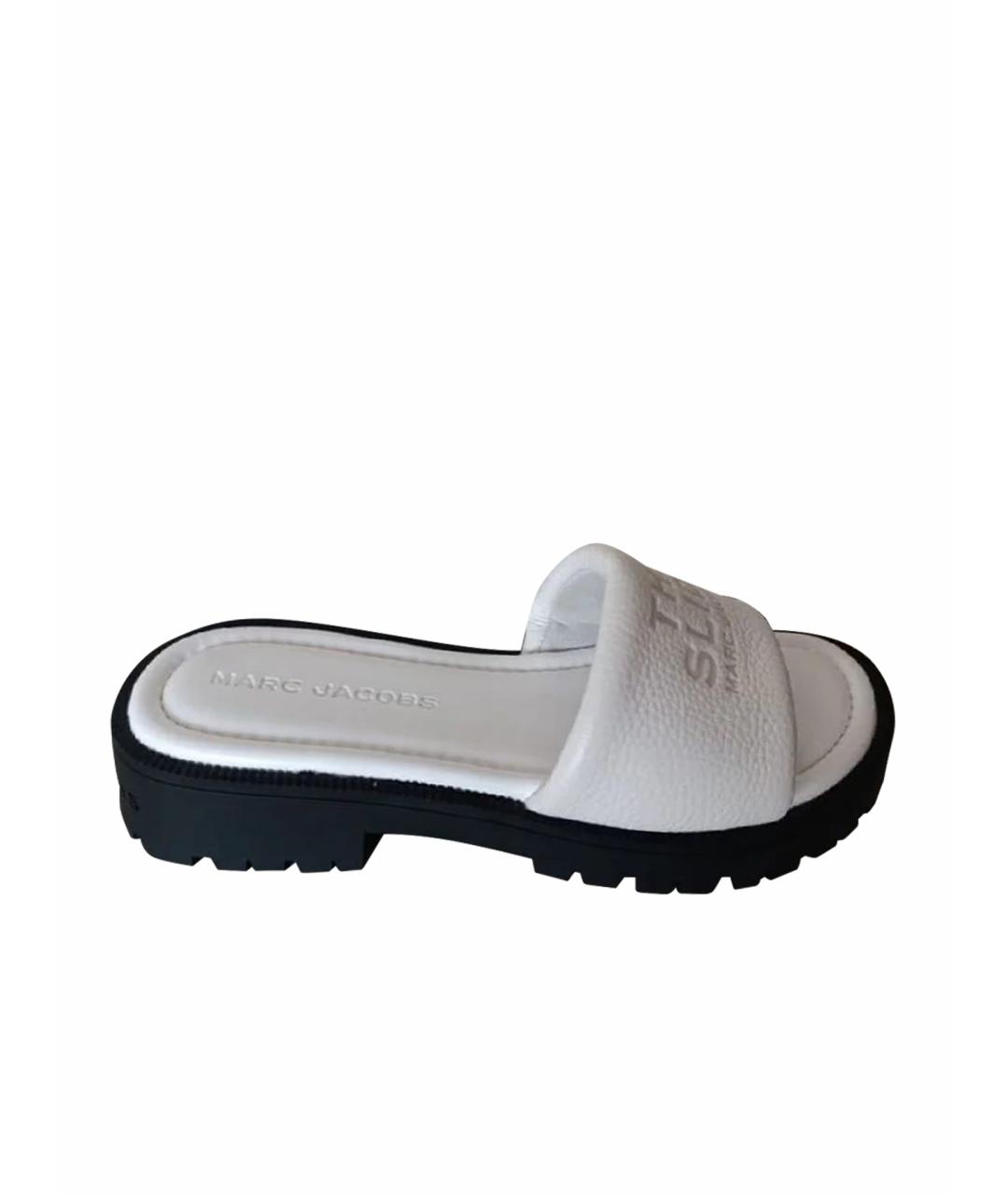 MARC JACOBS Белые кожаные шлепанцы, фото 1