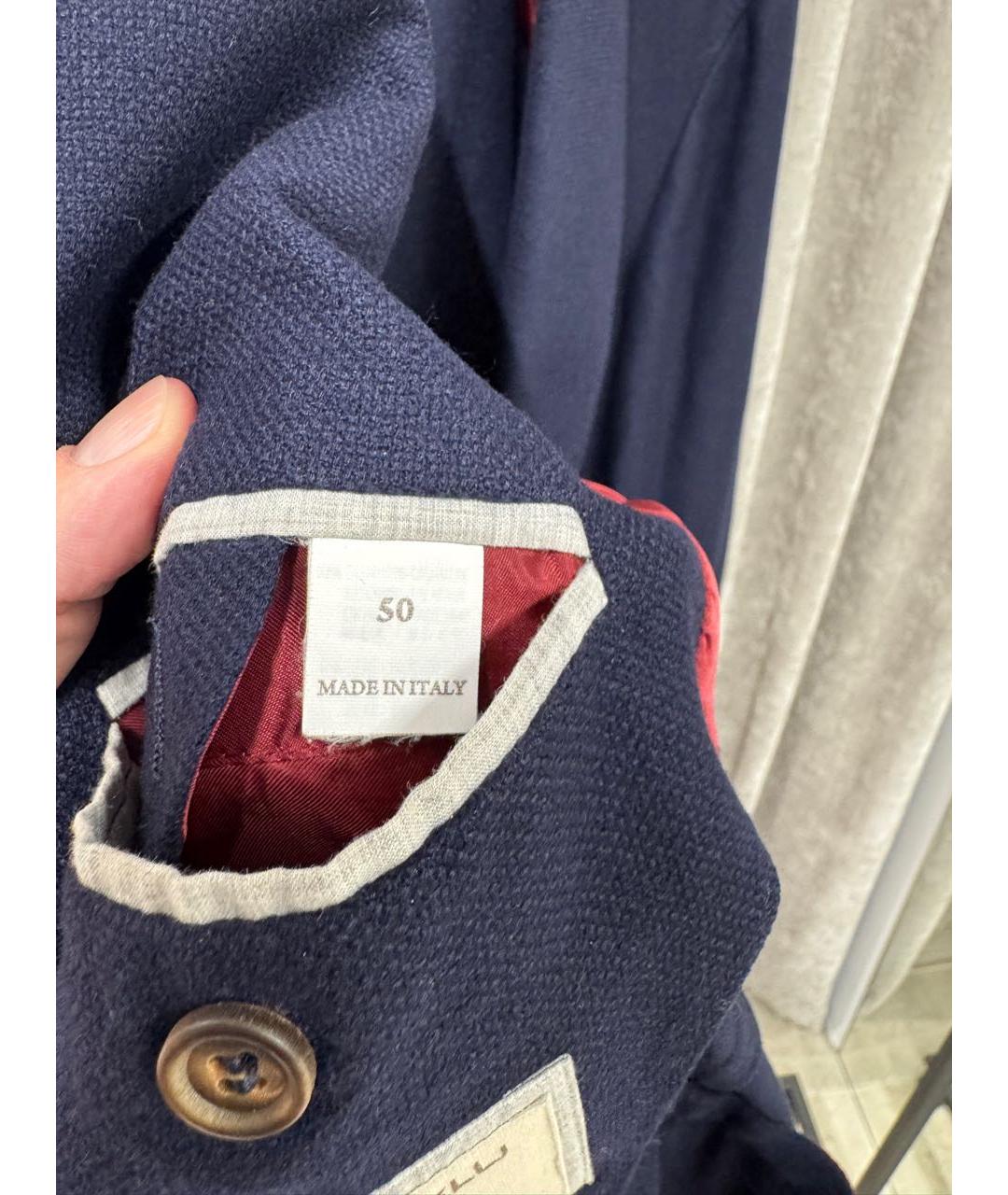 BRUNELLO CUCINELLI Темно-синий кашемировый пиджак, фото 4