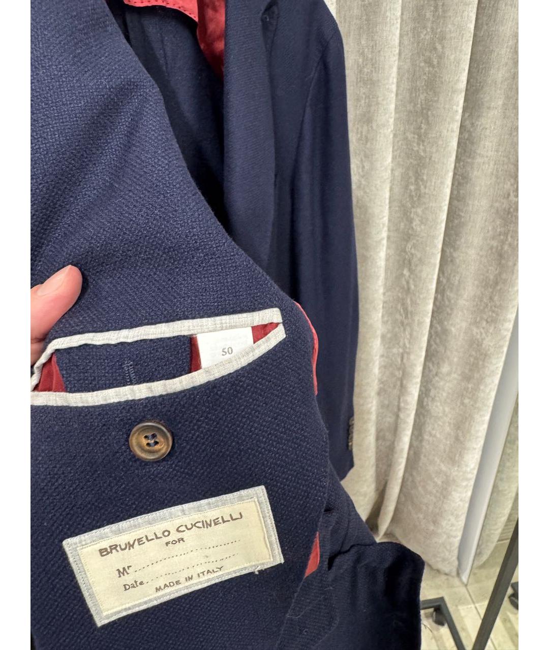 BRUNELLO CUCINELLI Темно-синий кашемировый пиджак, фото 3