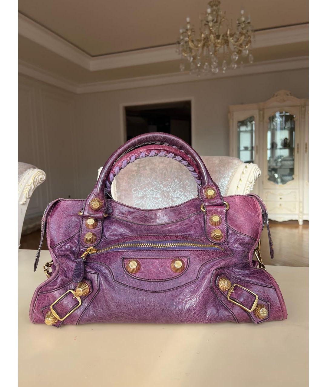 BALENCIAGA Фиолетовая кожаная сумка с короткими ручками, фото 5