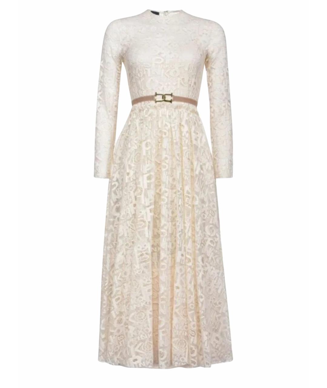 PINKO Бежевое хлопковое вечернее платье, фото 1
