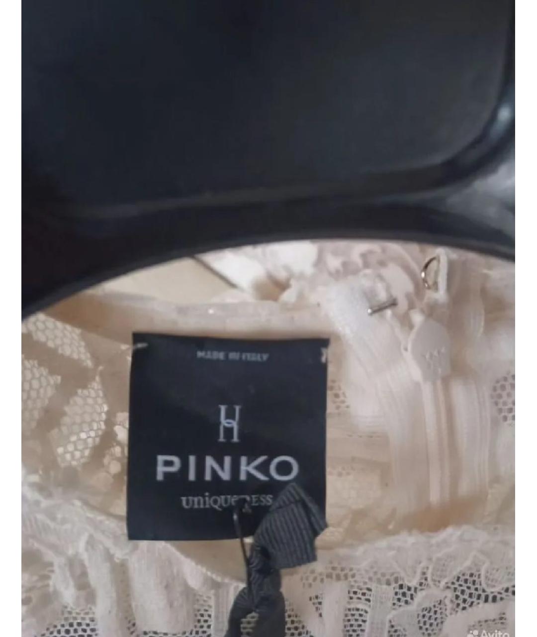 PINKO Бежевое хлопковое вечернее платье, фото 4