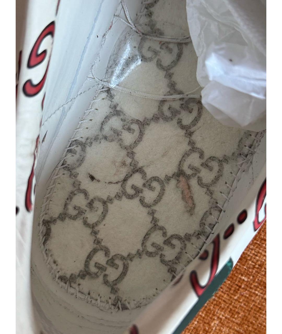 GUCCI Белые кожаные низкие кроссовки / кеды, фото 8