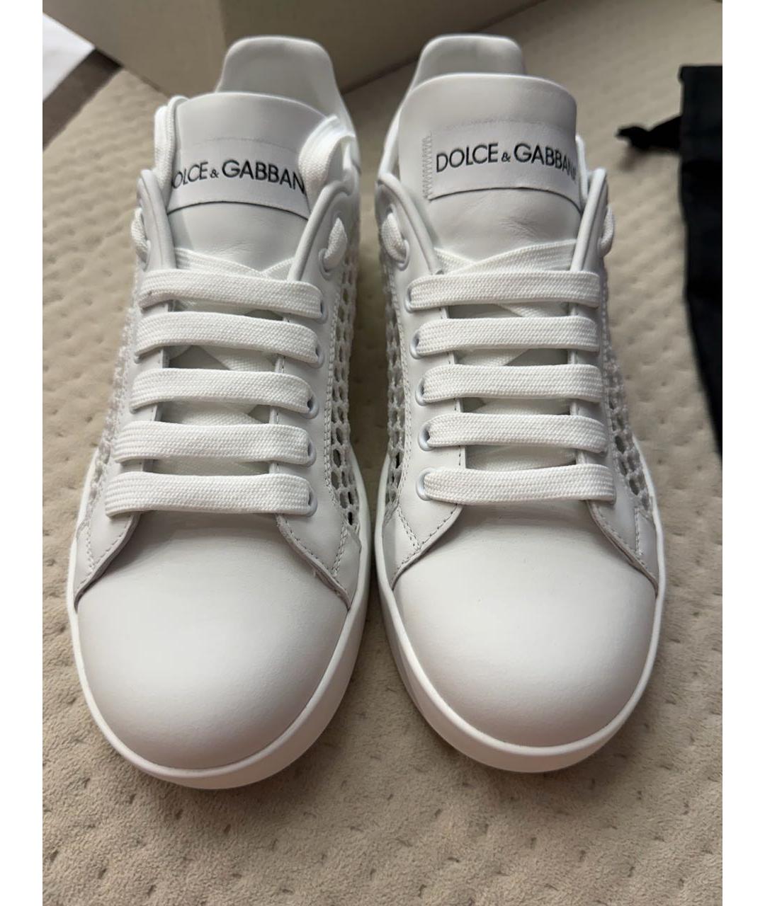 DOLCE&GABBANA Белые кожаные кеды, фото 2