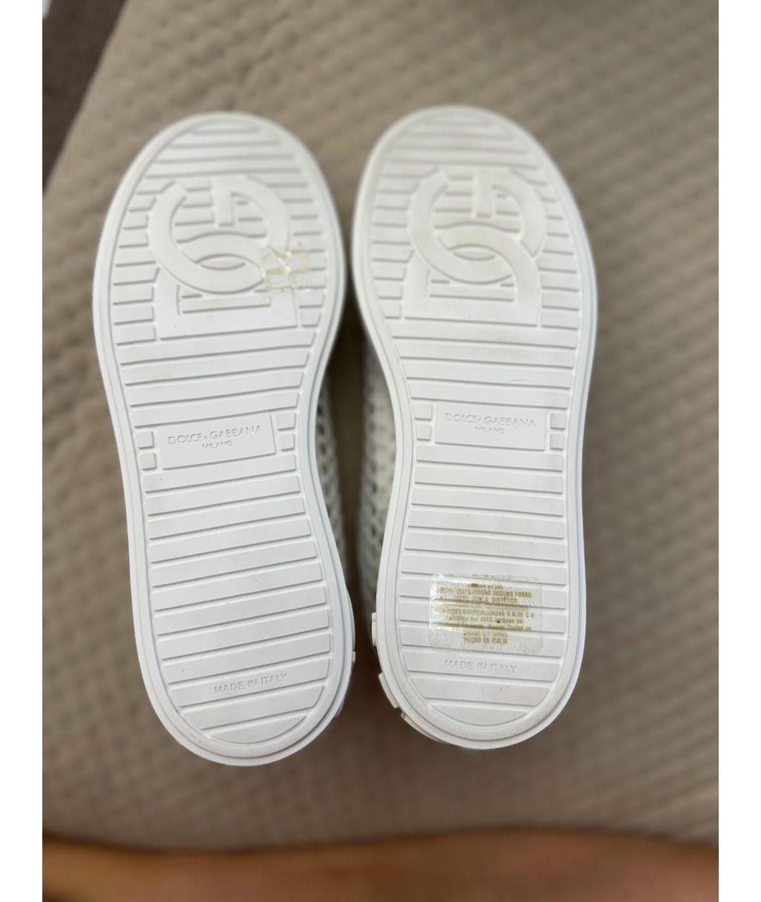 DOLCE&GABBANA Белые кожаные кеды, фото 4