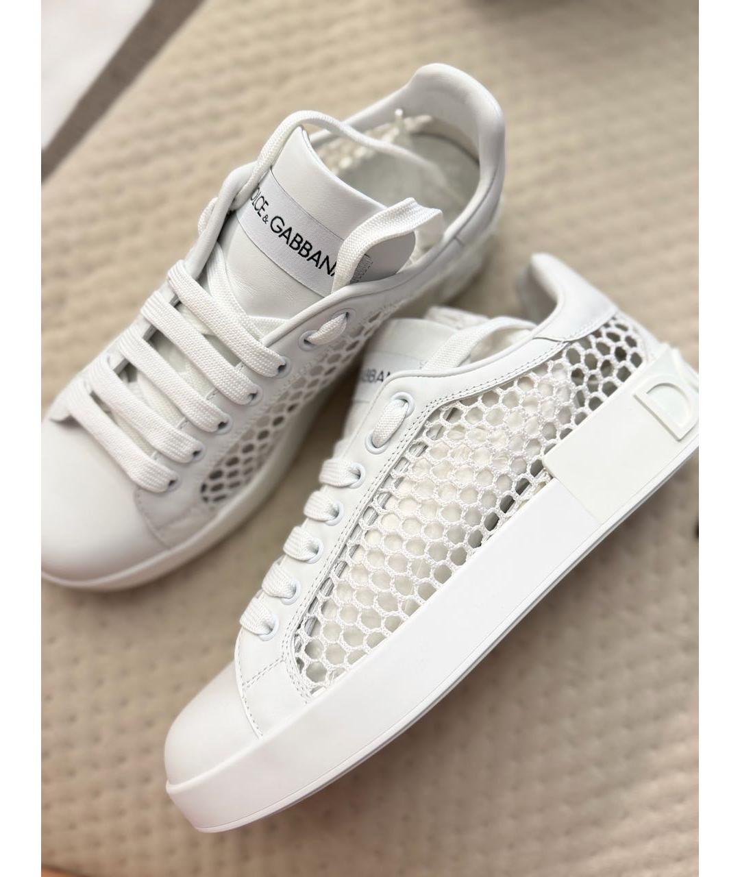 DOLCE&GABBANA Белые кожаные кеды, фото 5