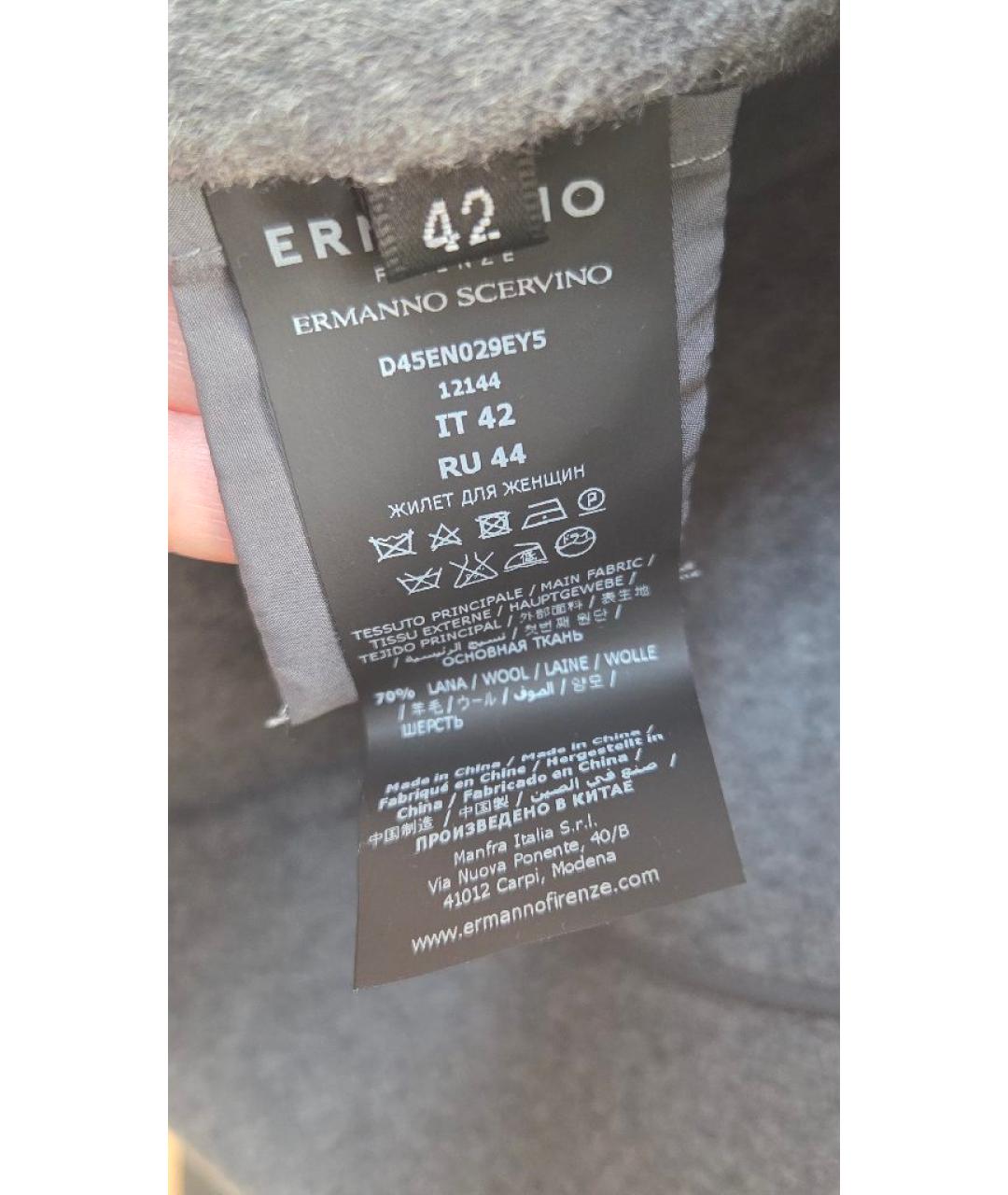 ERMANNO FIRENZE Серый шерстяной жилет, фото 7