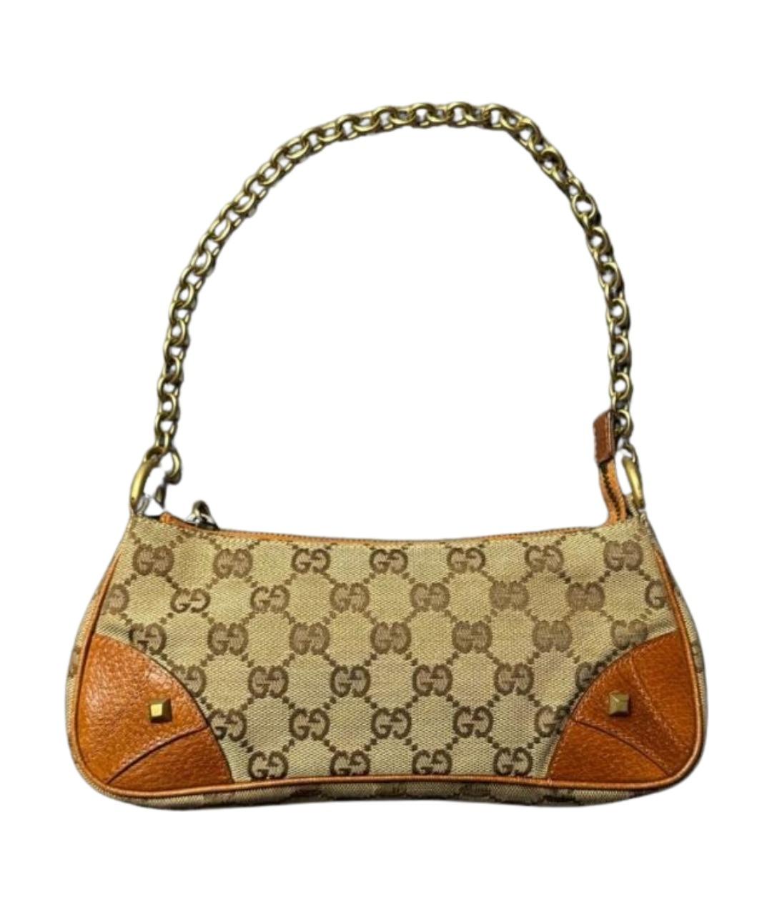 GUCCI Бежевая тканевая сумка с короткими ручками, фото 1