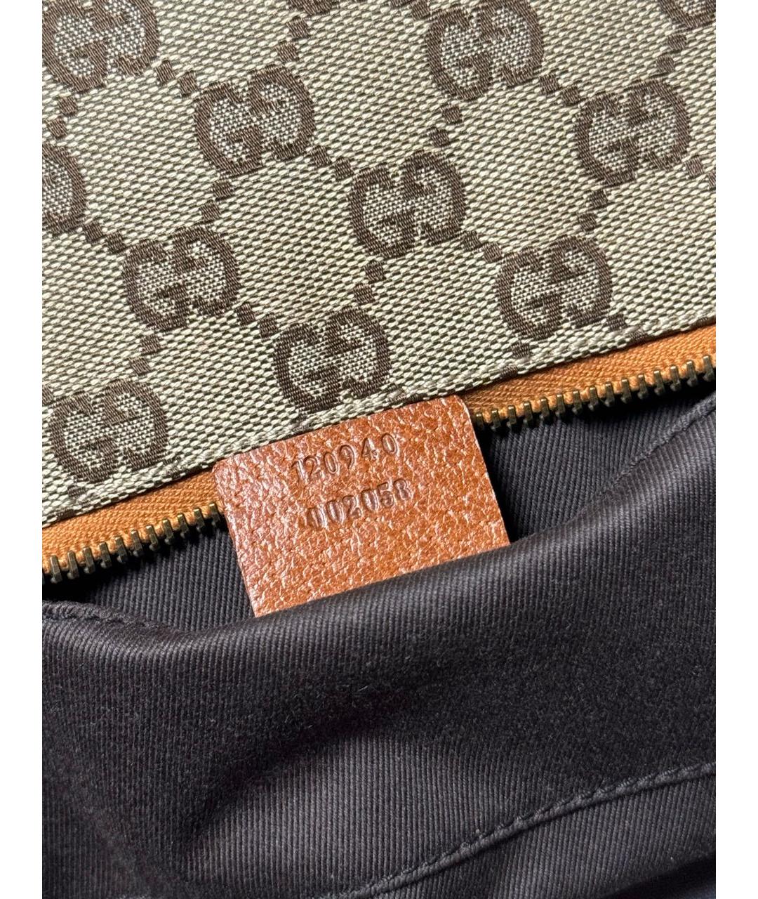 GUCCI Бежевая тканевая сумка с короткими ручками, фото 5