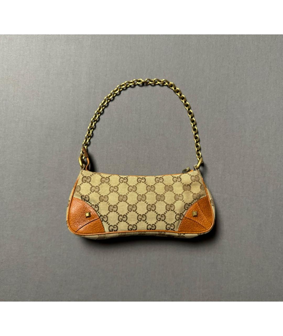 GUCCI Бежевая тканевая сумка с короткими ручками, фото 2