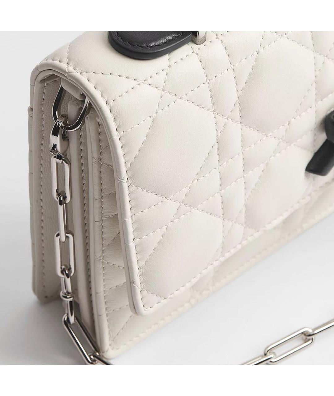 CHRISTIAN DIOR Белая кожаная сумка через плечо, фото 3