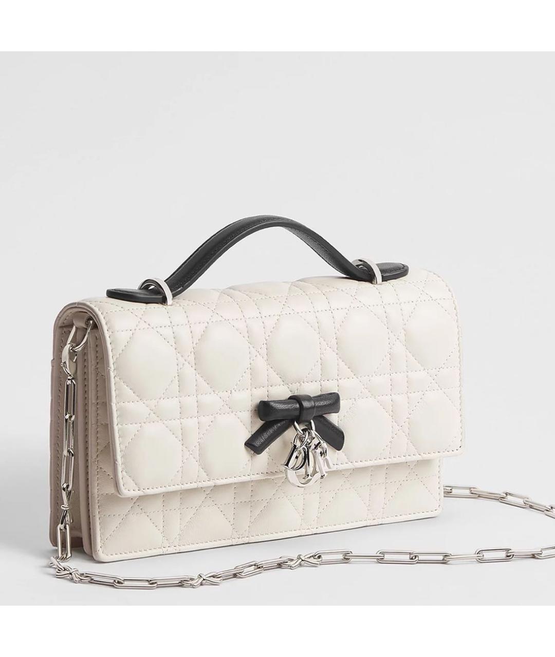 CHRISTIAN DIOR Белая кожаная сумка через плечо, фото 2