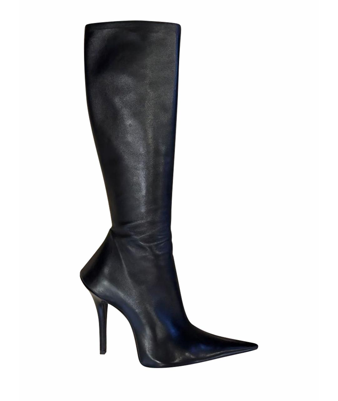 BALENCIAGA Черные кожаные сапоги, фото 1