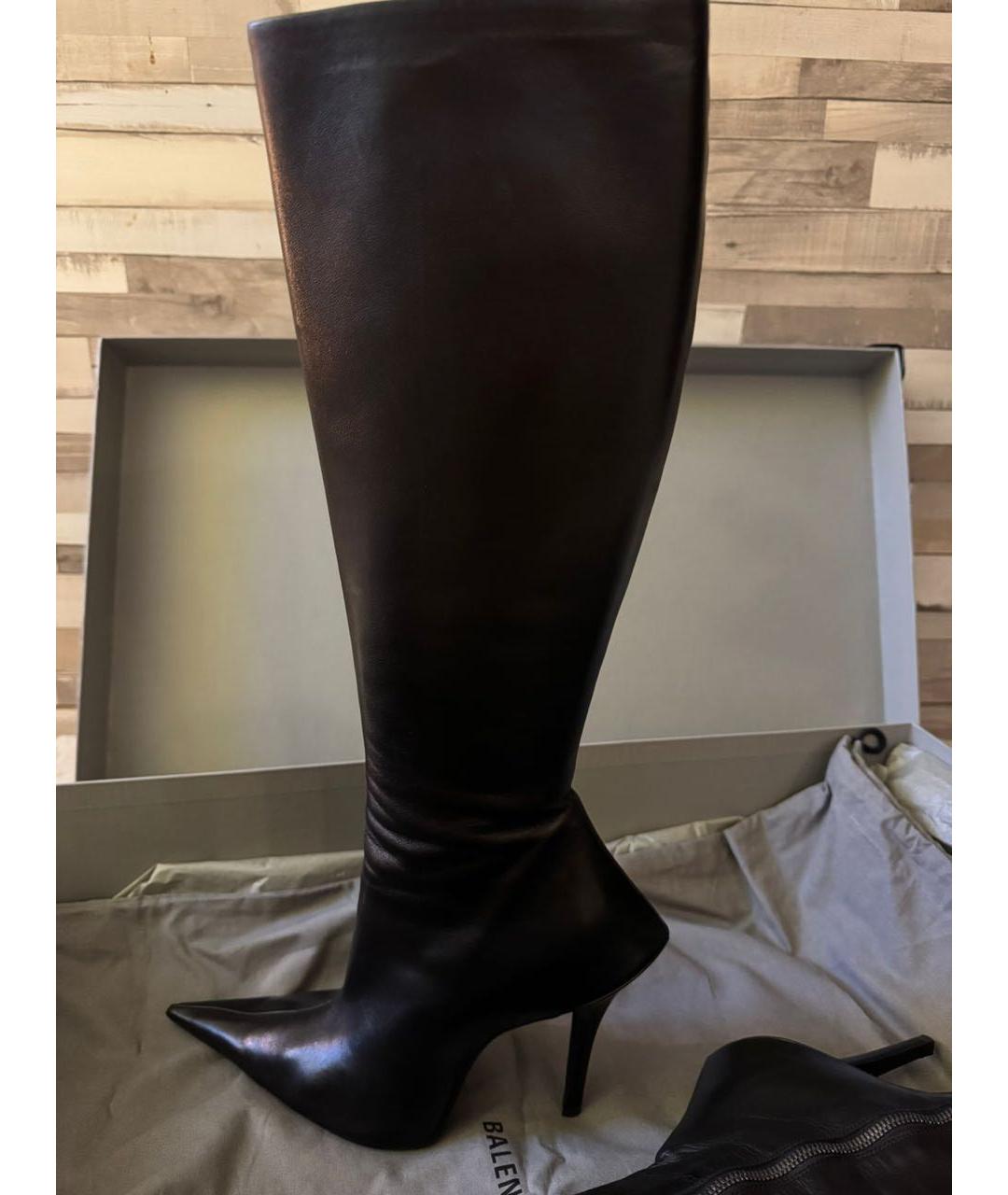 BALENCIAGA Черные кожаные сапоги, фото 3