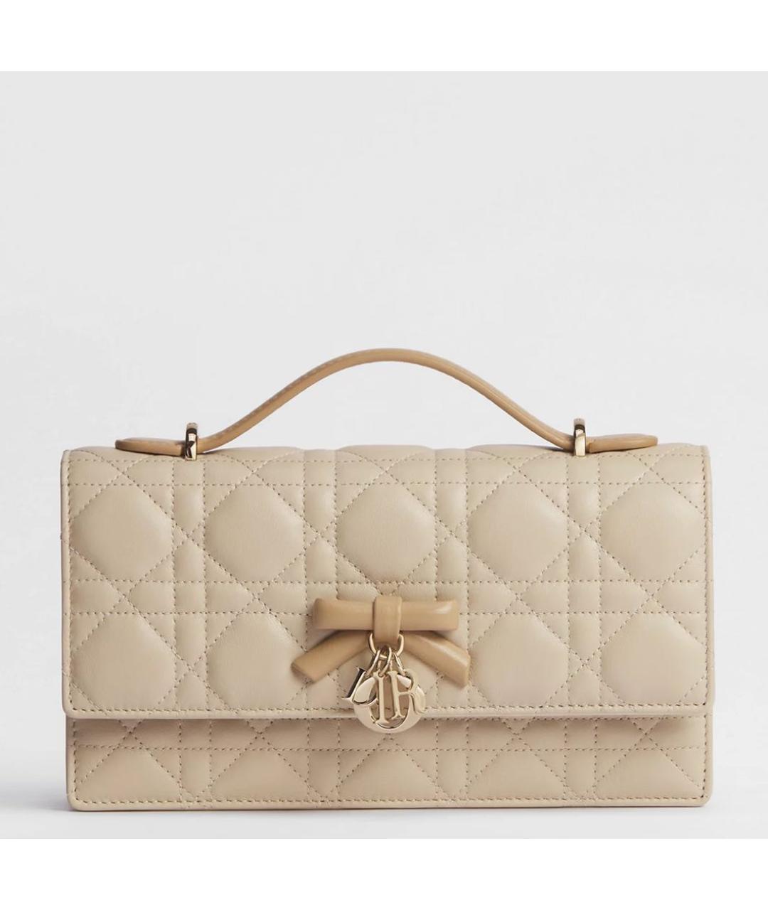 CHRISTIAN DIOR Бежевая кожаная сумка через плечо, фото 4