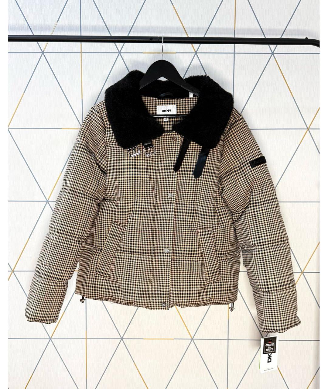 DKNY Бежевый полиэстеровый пуховик, фото 5