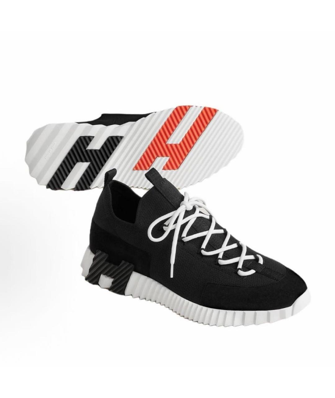 HERMES Черные текстильные низкие кроссовки / кеды, фото 2