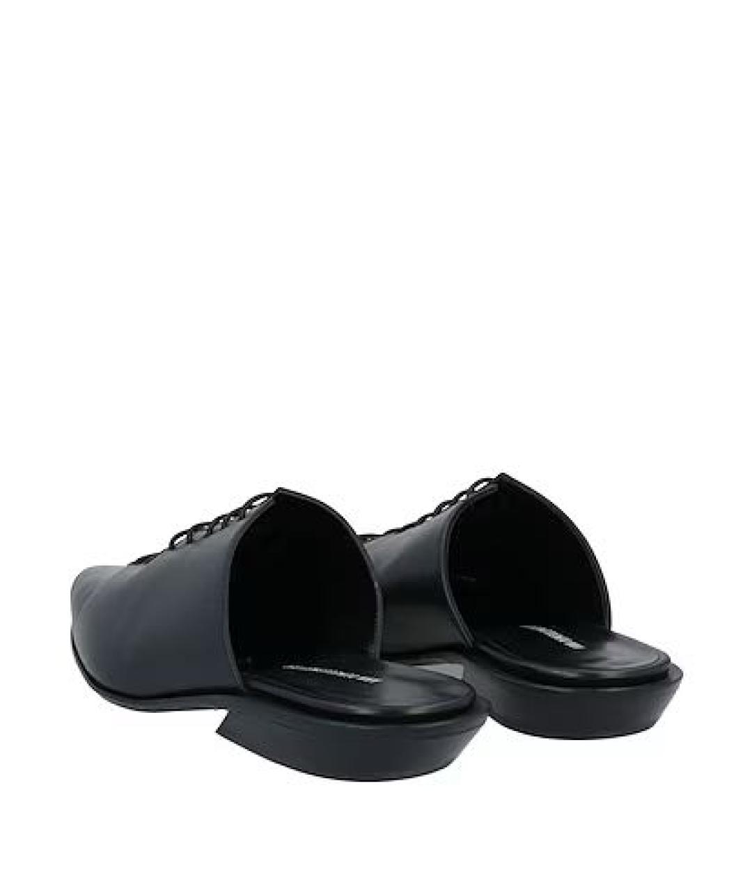 ANN DEMEULEMEESTER Черные кожаные мюли, фото 3