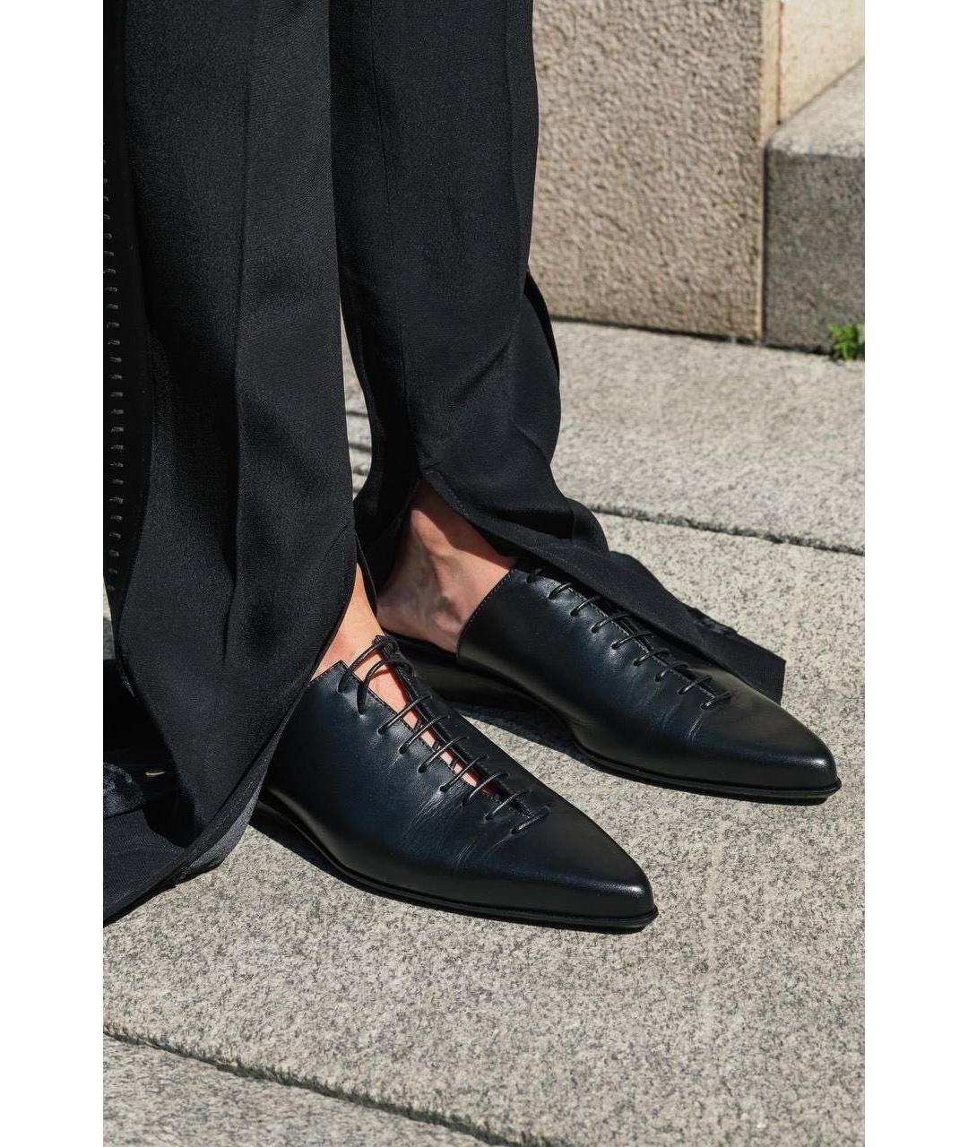 ANN DEMEULEMEESTER Черные кожаные мюли, фото 5